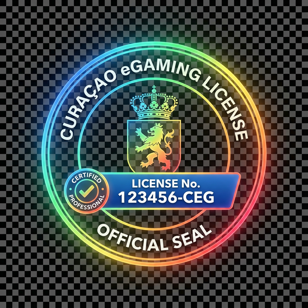Selo de licença Curaçao eGaming oficial com borda colorida